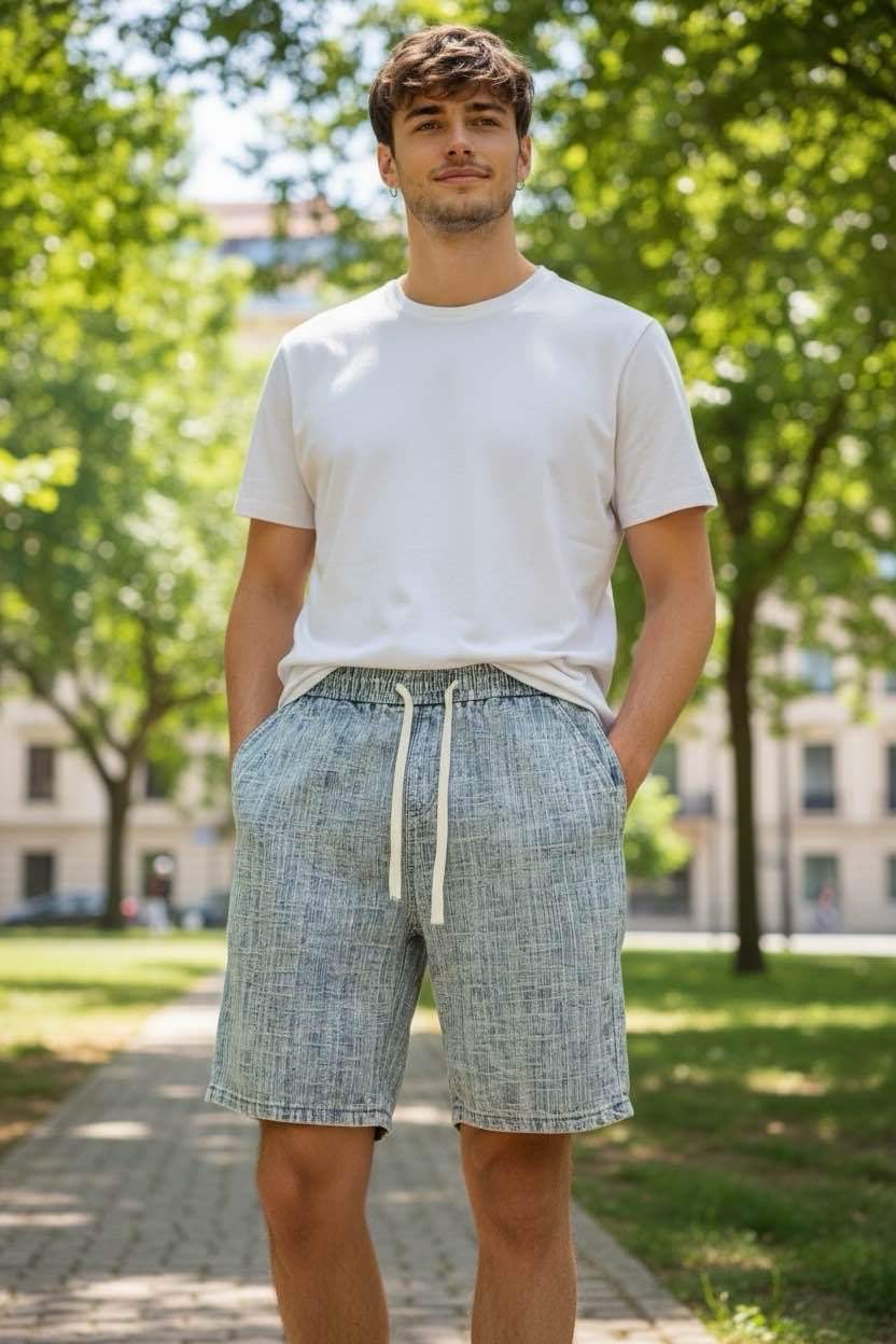 Bermuda Denim Chiné Premium 001B bleu