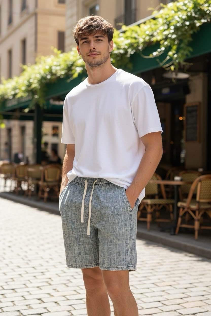 Bermuda Denim Chiné Premium 001B bleu