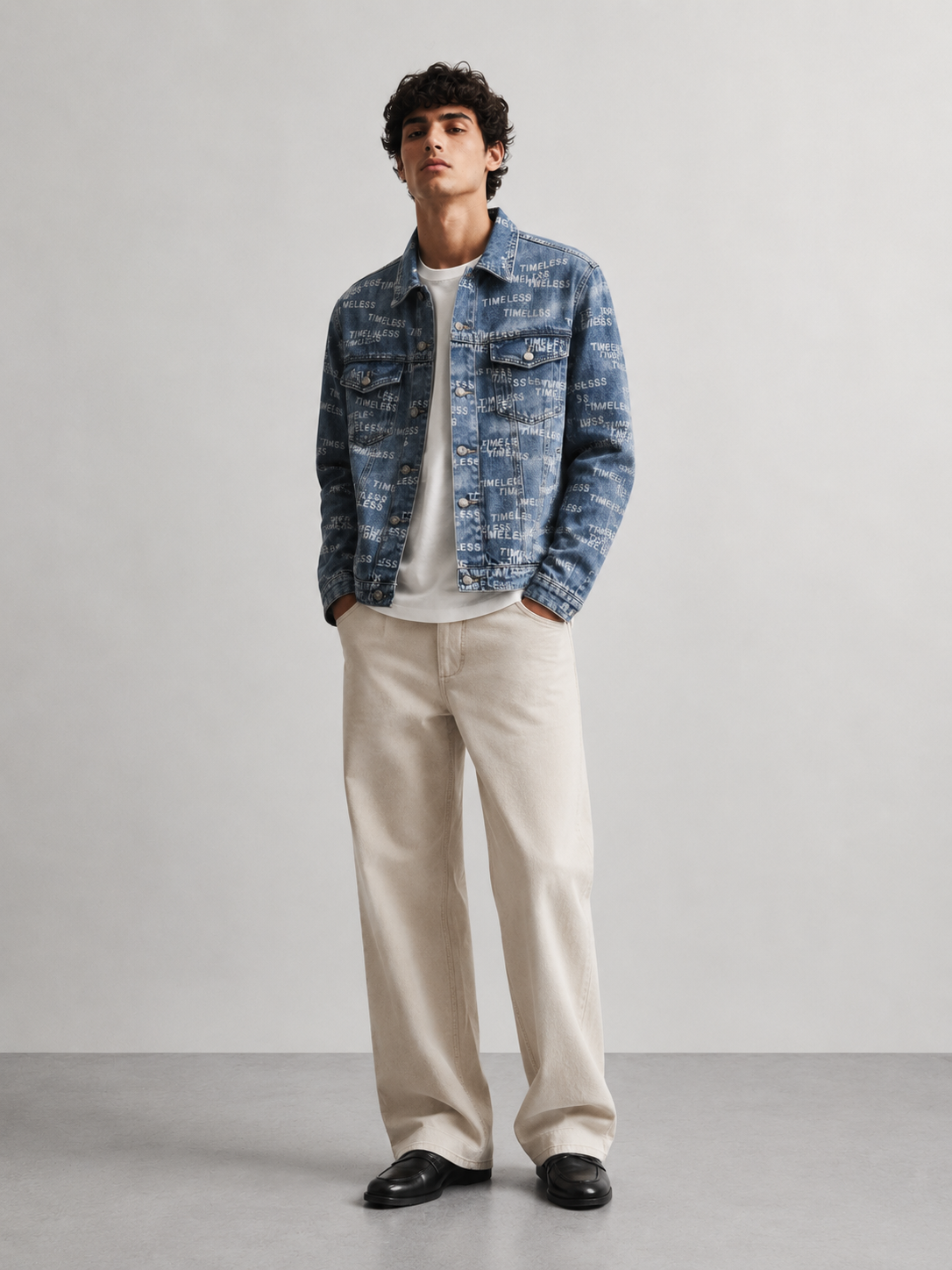 Veste denim imprimé Timeless 042A.JPEG Bleu