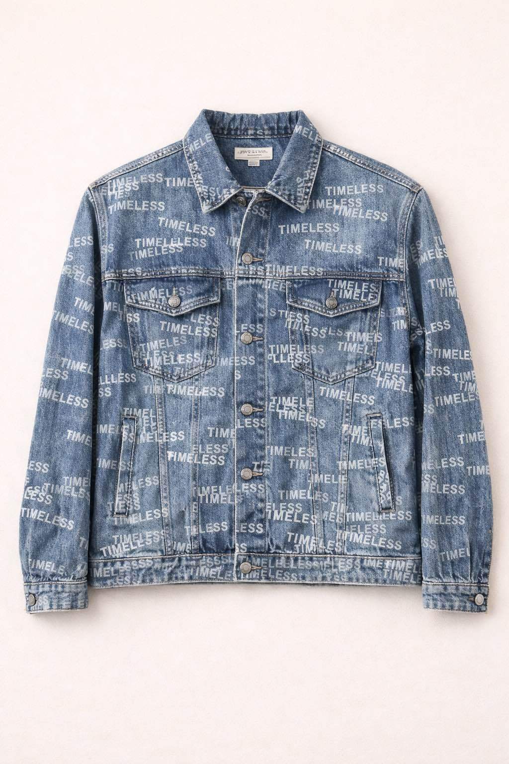 Veste denim imprimé Timeless 042A.JPEG Bleu