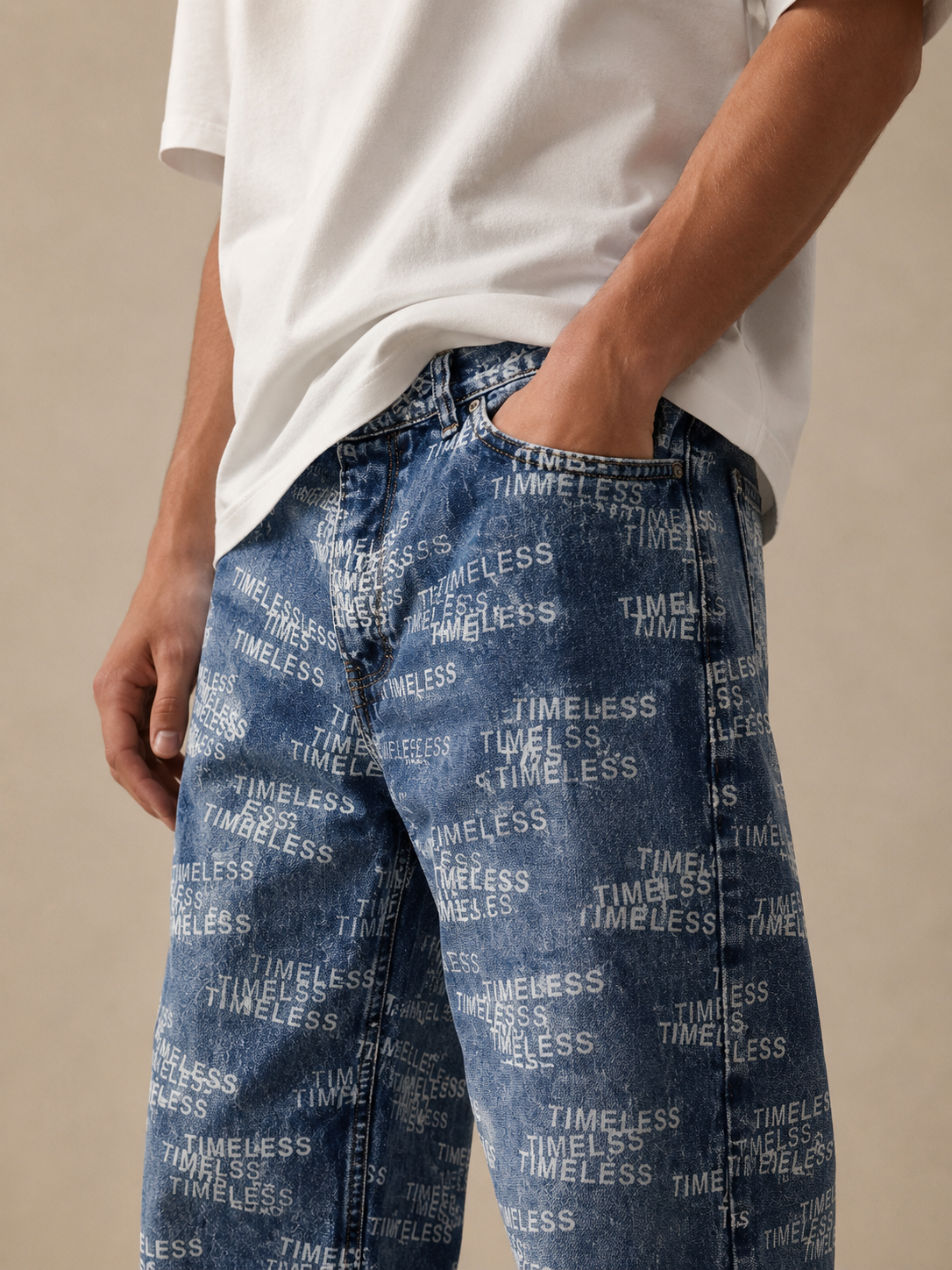 Jean Droit Imprimé Timeless 042B Bleu