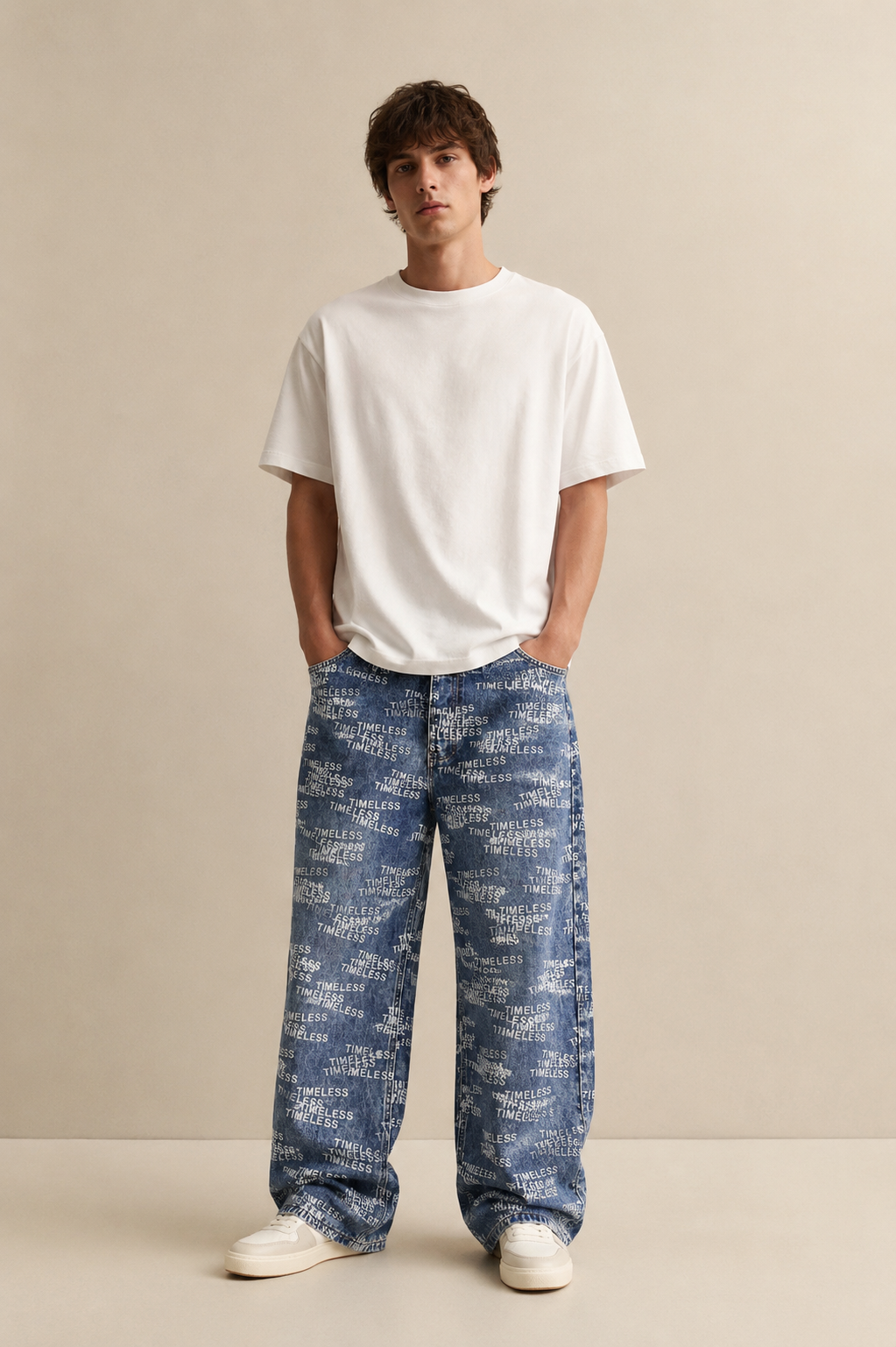 Jean Droit Imprimé Timeless 042B Bleu
