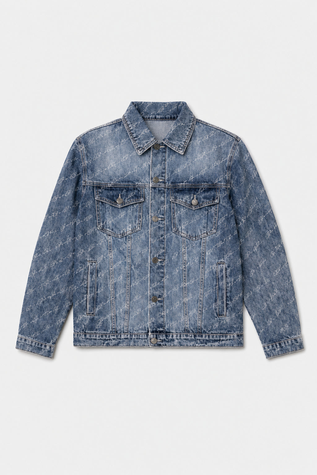Veste en jean délavé 043A Bleu
