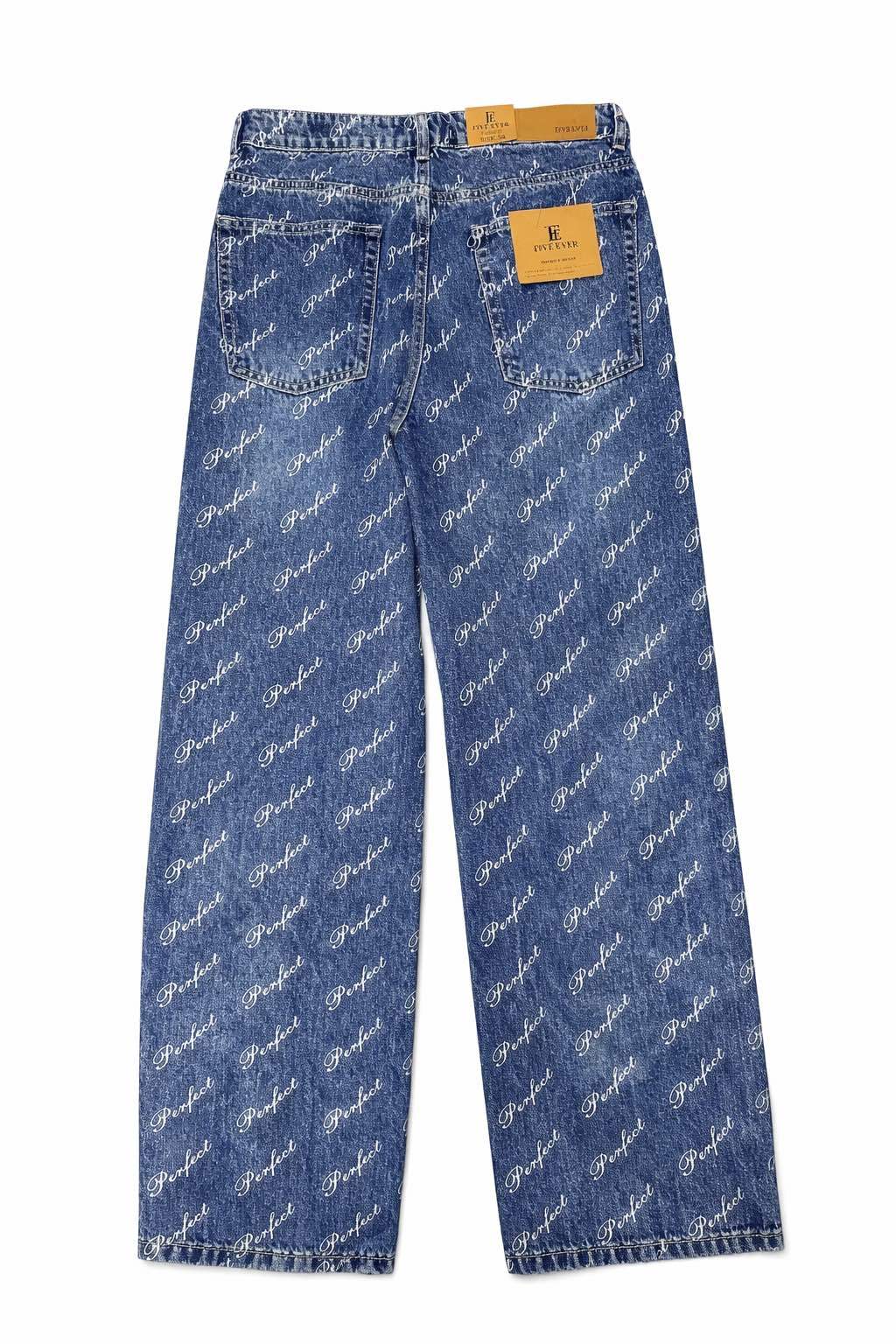 Jean droit monogrammé 043B Bleu