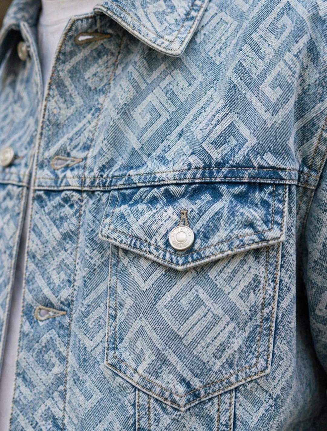 Veste en jean monogramme 045A Bleu