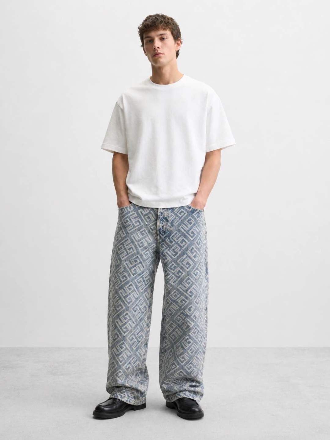Jean large monogrammé 045B Bleu
