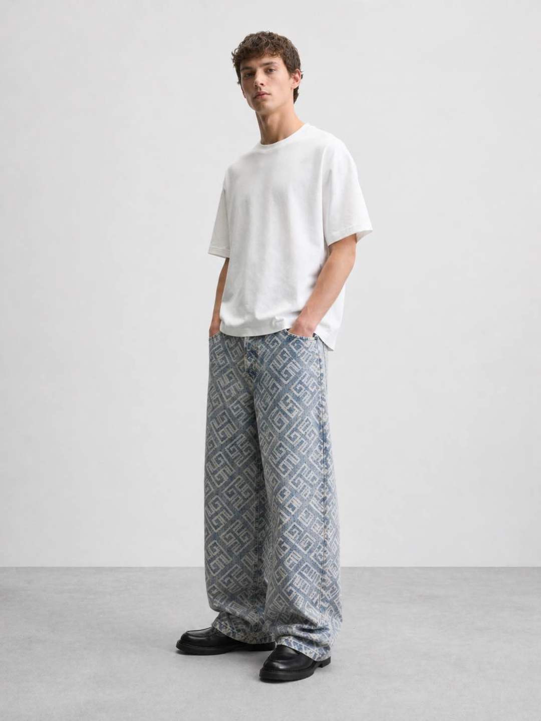 Jean large monogrammé 045B Bleu