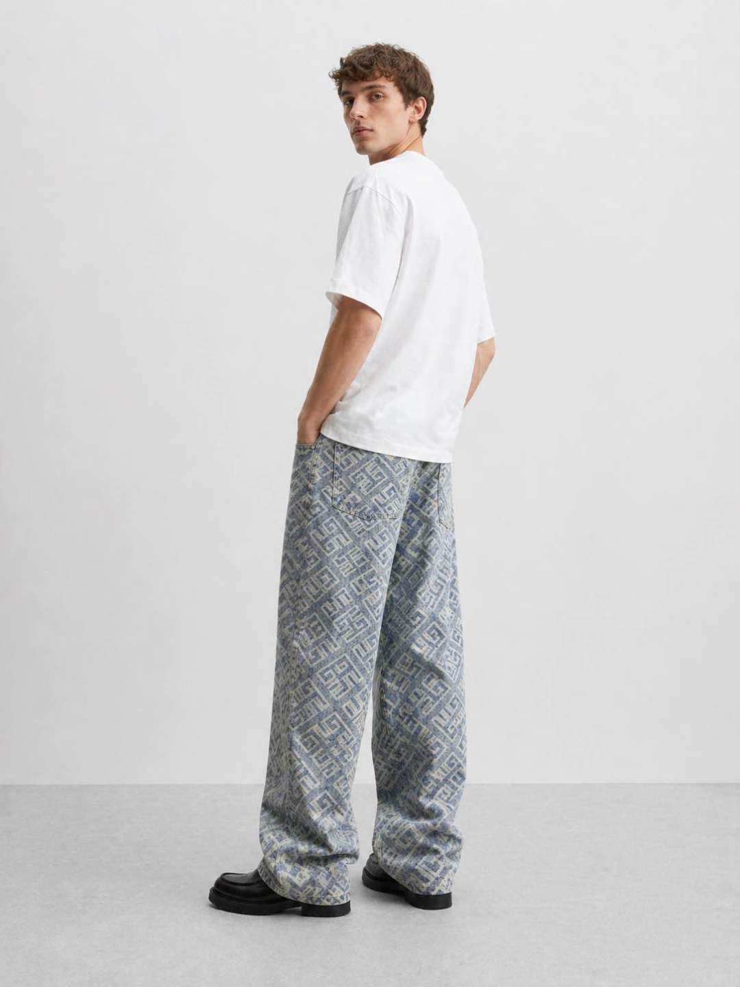Jean large monogrammé 045B Bleu