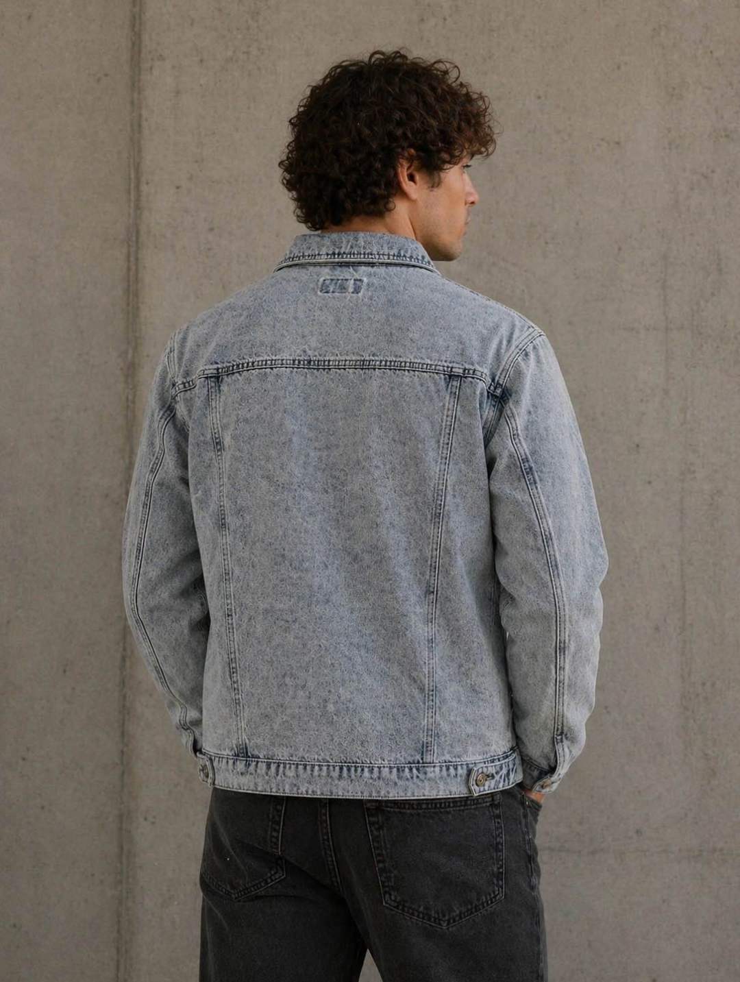 Veste en jean gris délavé 052A Gris