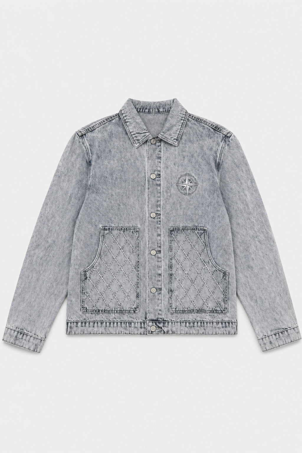 Veste en jean gris délavé 052A Gris