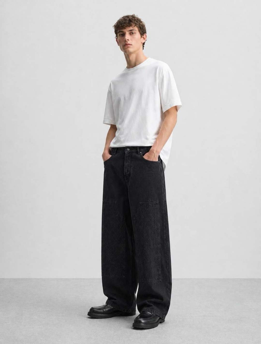 Jean droit patchwork 053B Noir