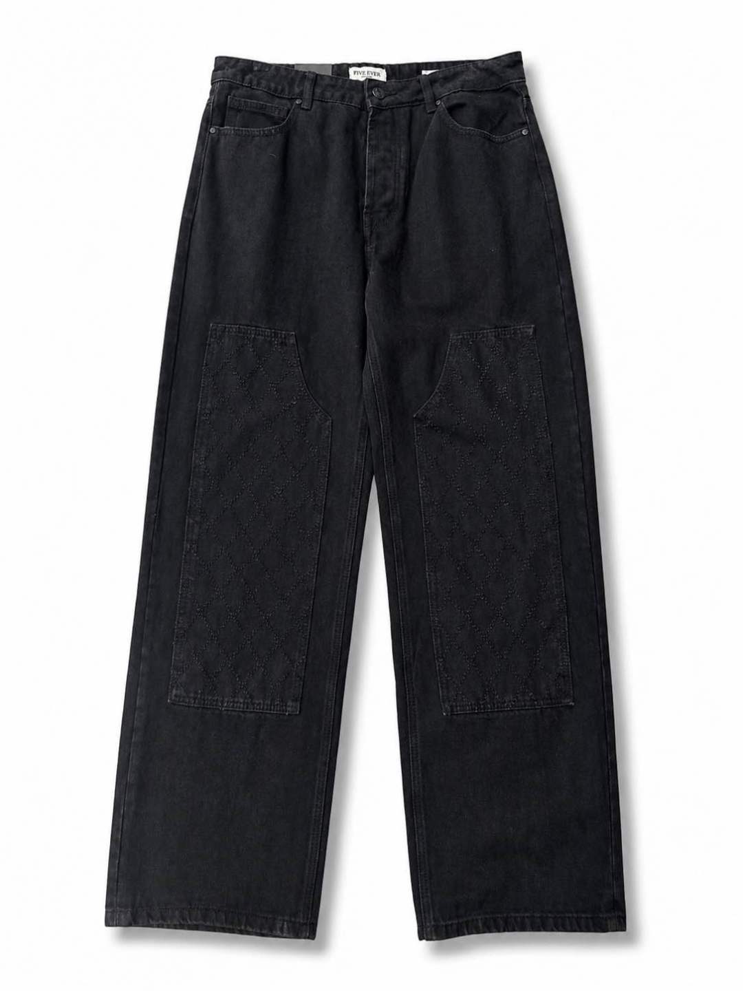 Jean droit patchwork 053B Noir