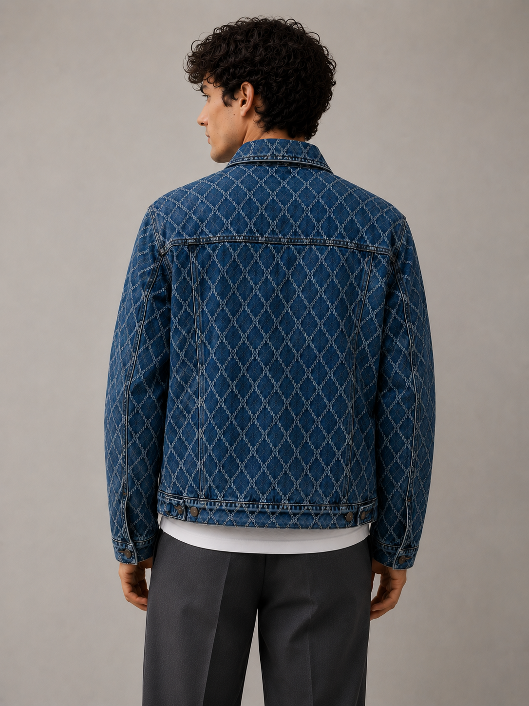 Veste en jean matelassée 054A Bleu