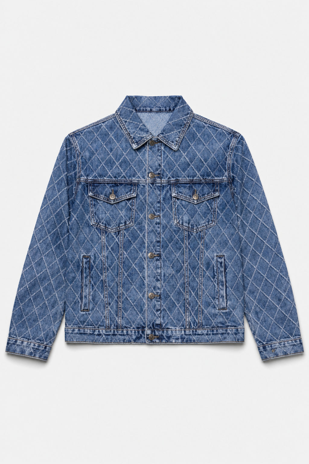 Veste en jean matelassée 054A Bleu