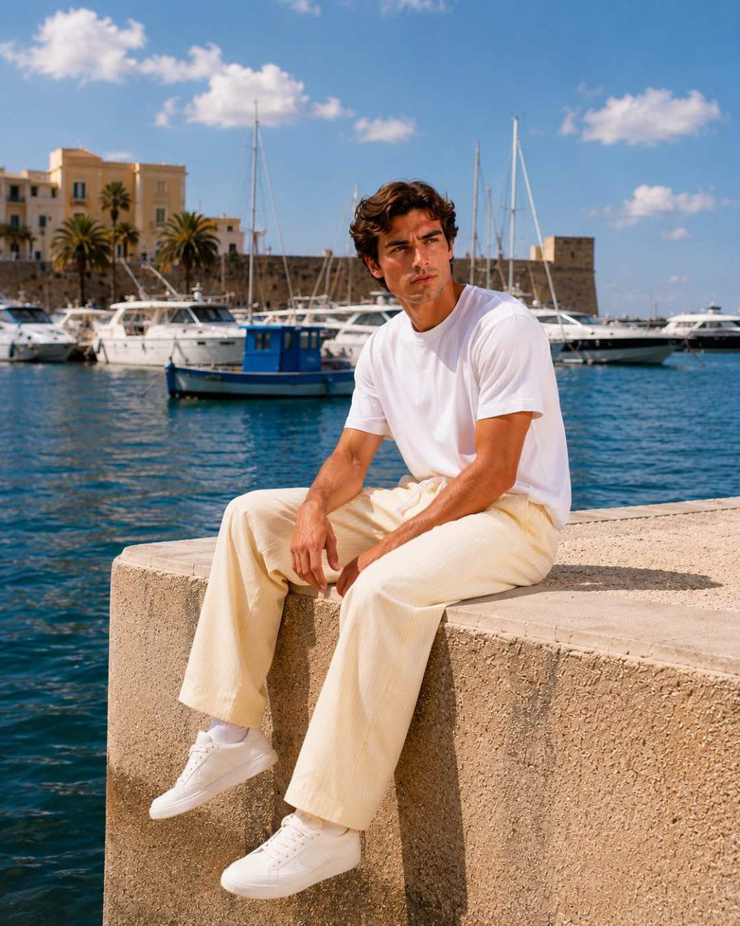 Pantalon à fines rayures 20265-7 JAUNE