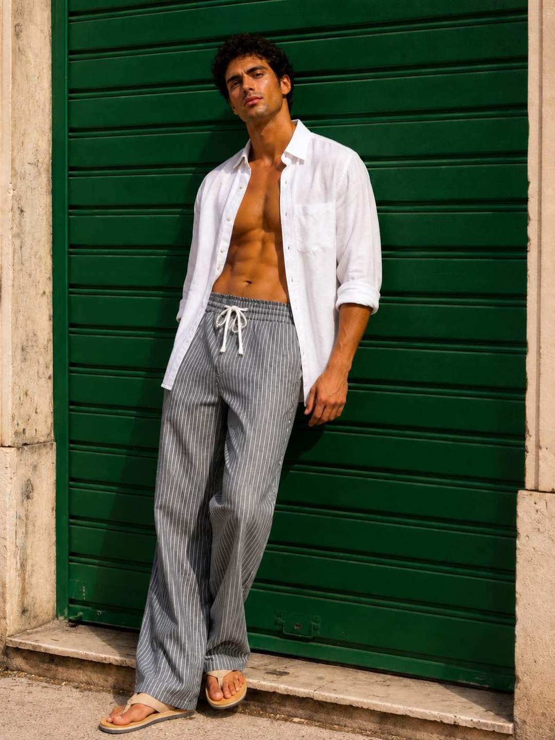Pantalon Rayé Gris 20265-6 Gris