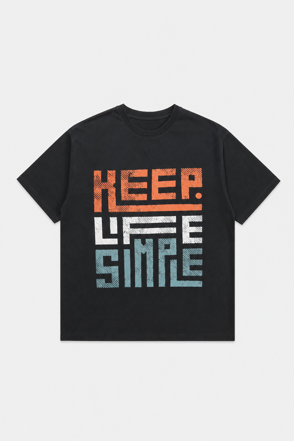 T-shirt message Keep Life Simple 60136-2 Noir