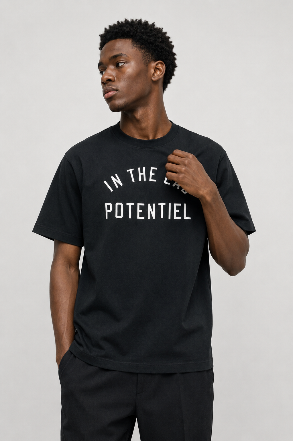T-shirt Slogan Potentiel 60163-2 Noir