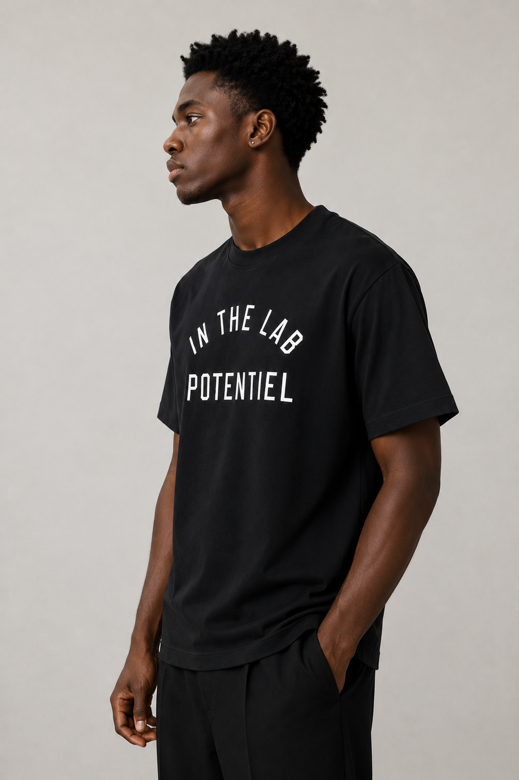 T-shirt Slogan Potentiel 60163-2 Noir