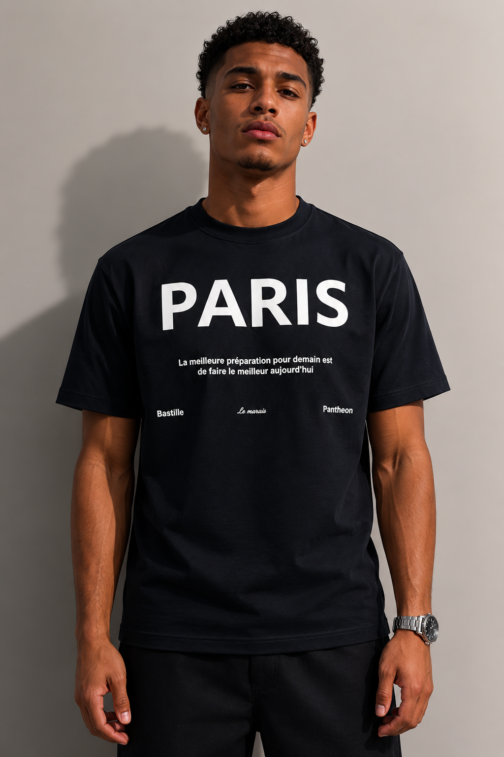 T-shirt Paris Minimaliste 60175-2 Noir