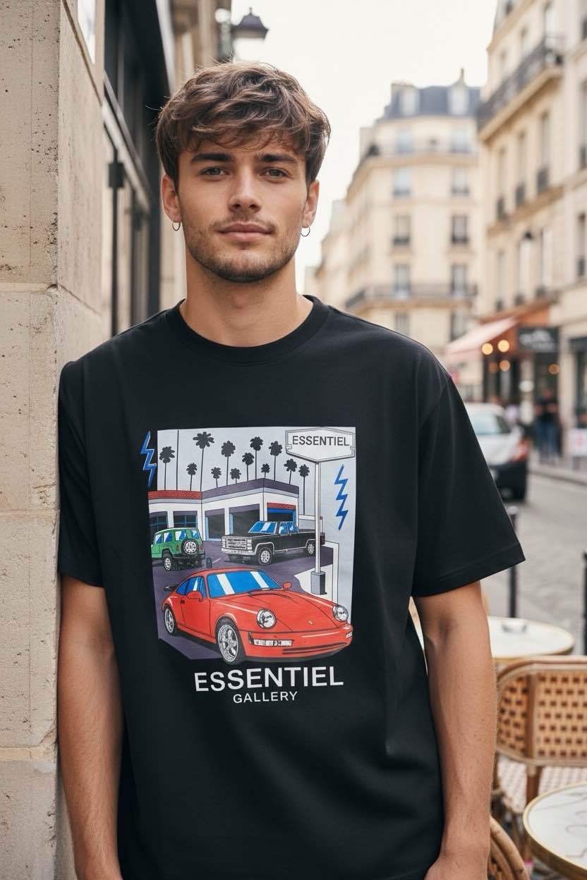 T-shirt graphique Station-Service Essentiel Gallery 60199-2 Noir