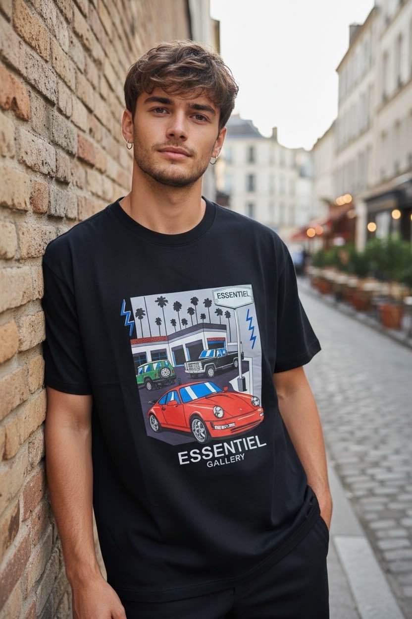 T-shirt graphique Station-Service Essentiel Gallery 60199-2 Noir