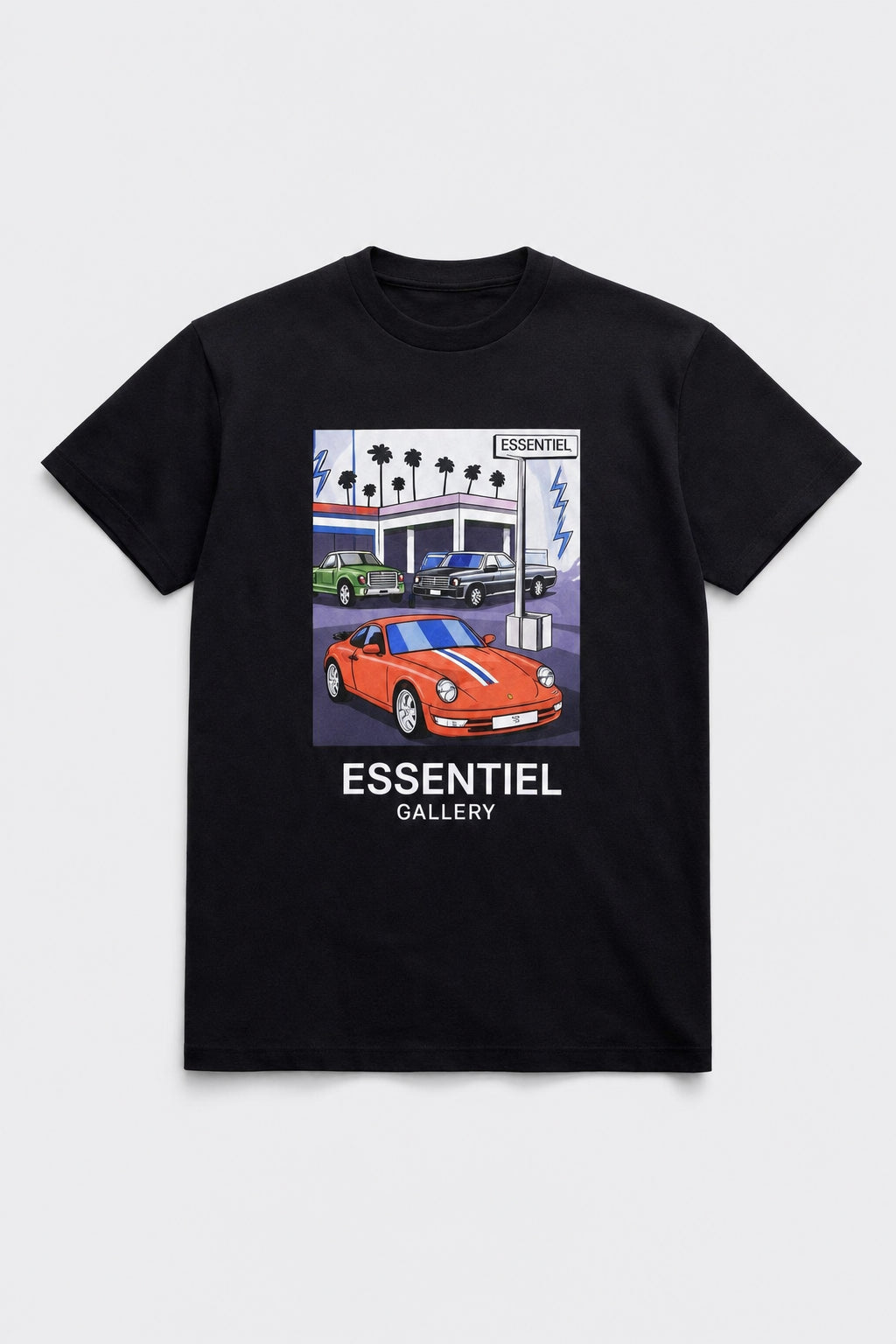 T-shirt graphique Station-Service Essentiel Gallery 60199-2 Noir