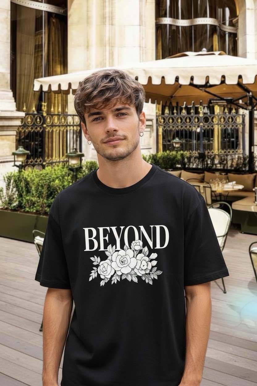 T-shirt à message 'Beyond' 60202-2 Noir