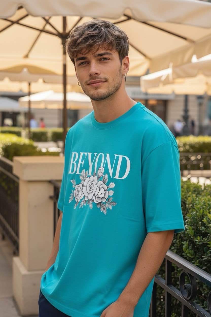 T-shirt graphique Beyond 60202-3 Bleu