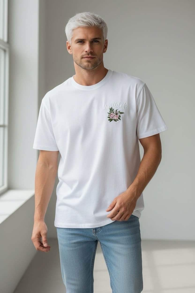 T-shirt Blanc Brodé « L'Attitude » 60210-1 Blanc