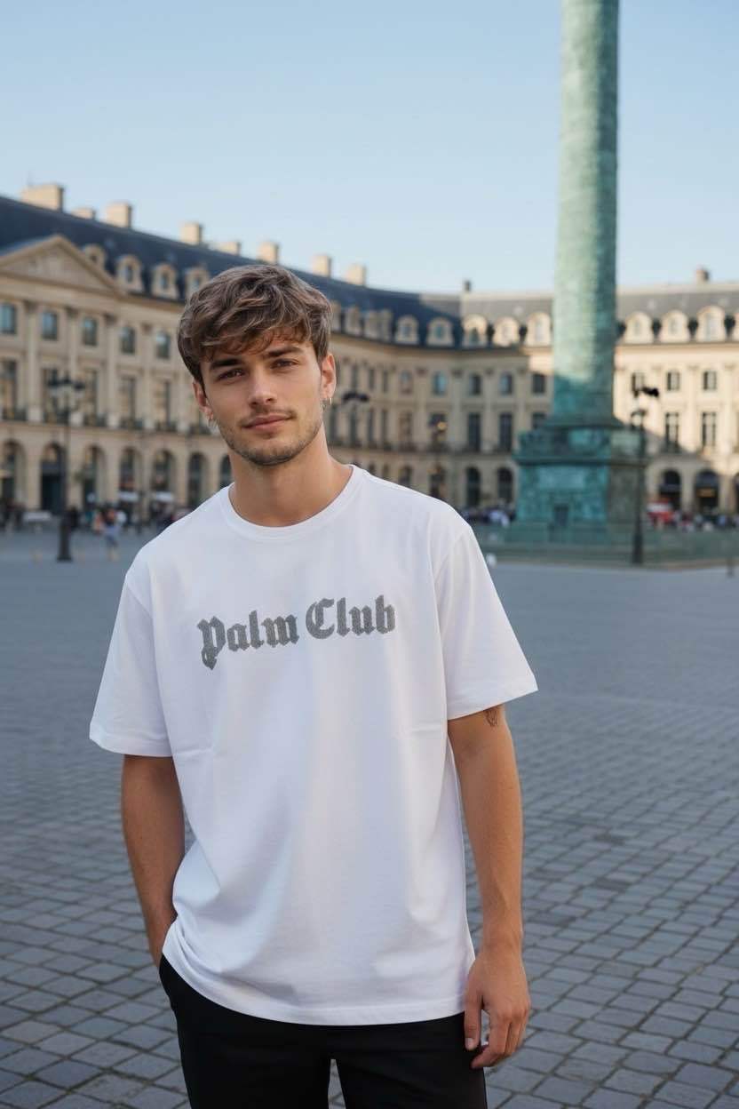 T-shirt imprimé Palm Club 60224-1 Blanc