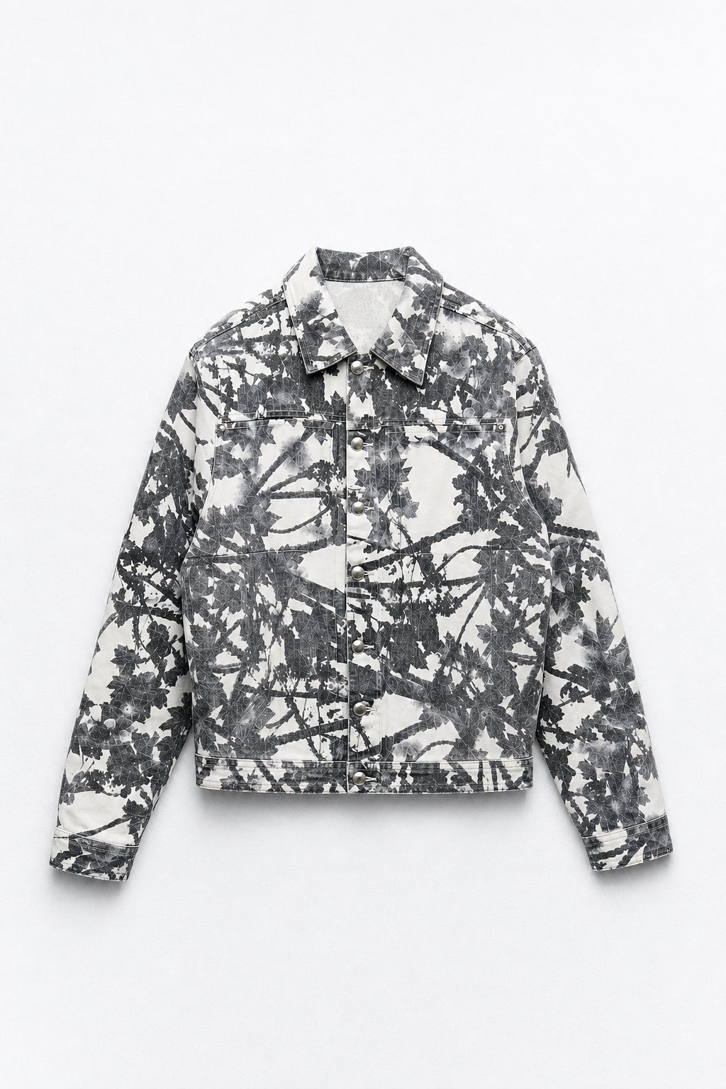 Veste en jean imprimé abstrait Blanc