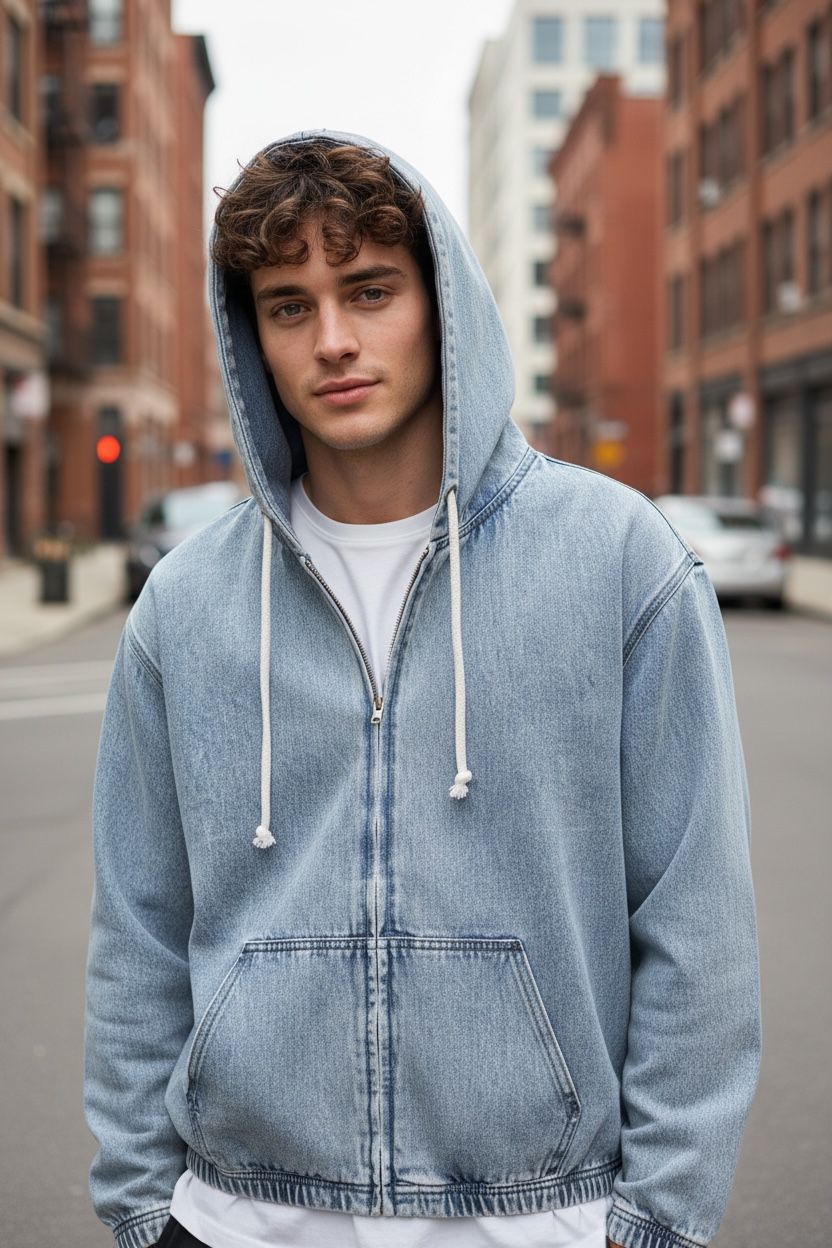 HOODIE DENIM ZIP