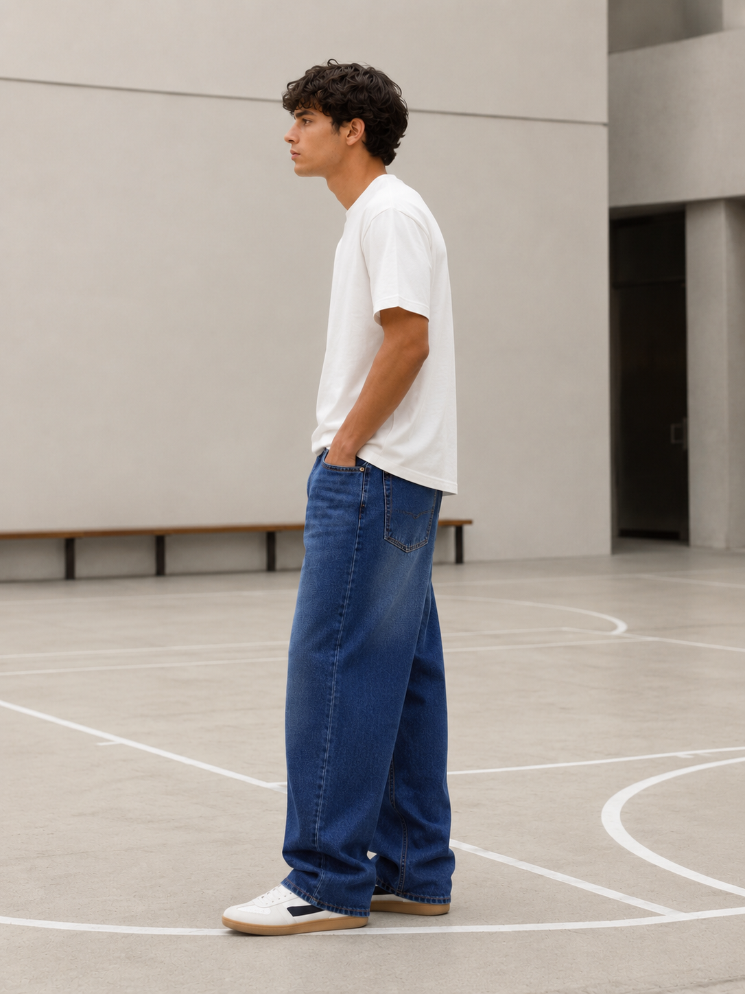 JF019 Jean baggy fit bleu foncé