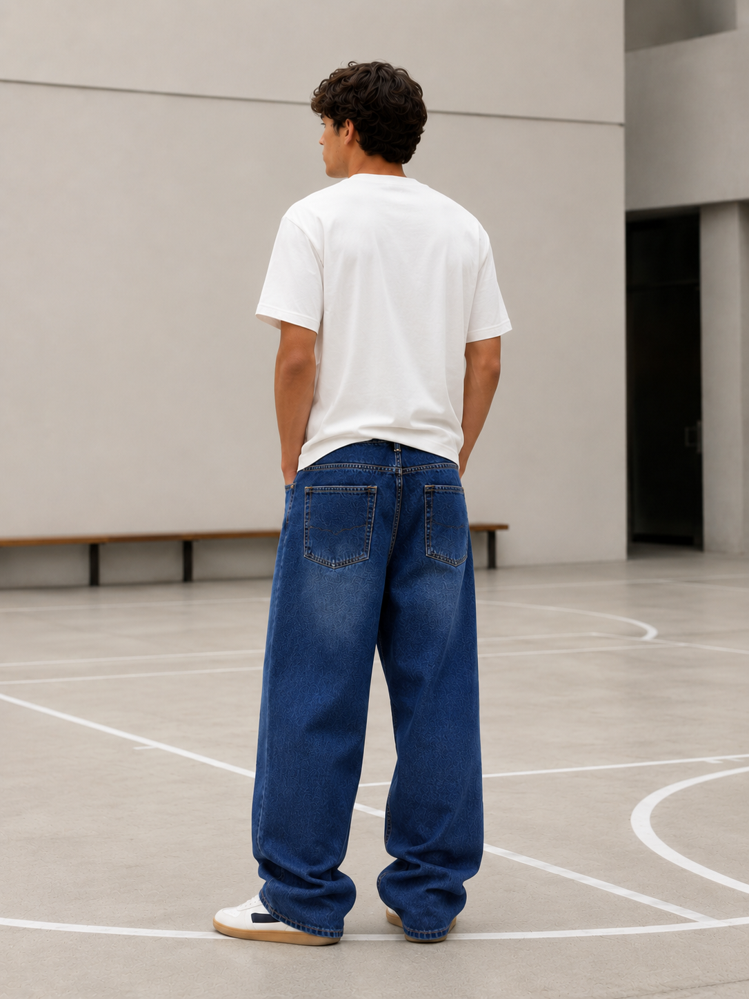 JF019 Jean baggy fit bleu foncé