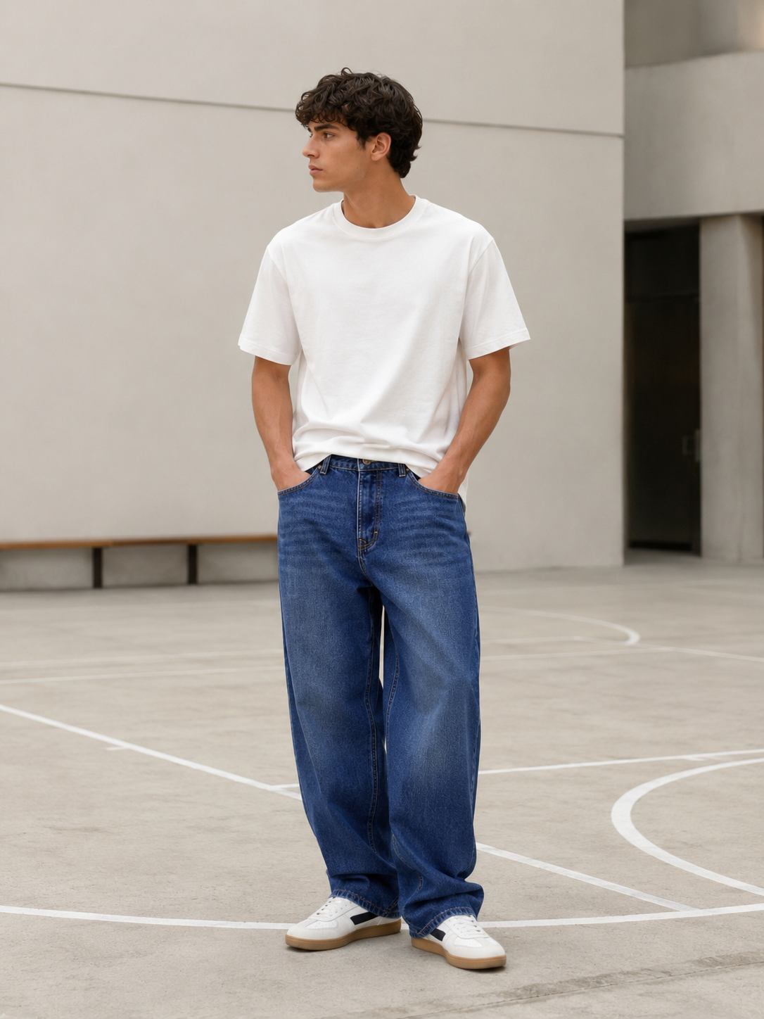 JF019 Jean baggy fit bleu foncé