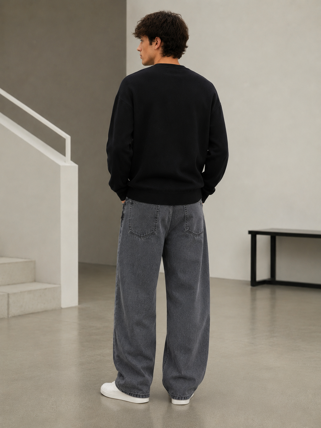JF020 Jean baggy fit Gris