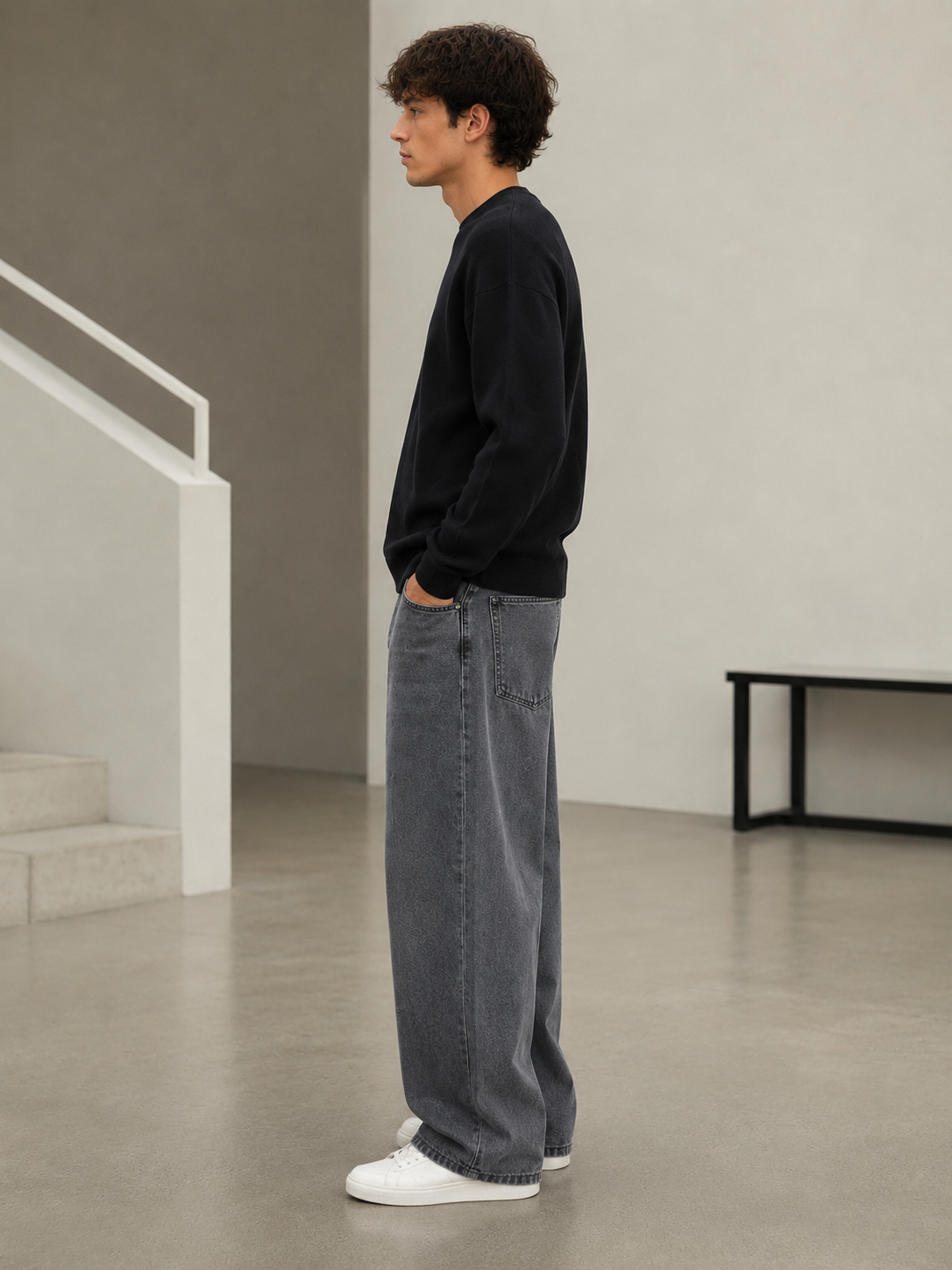 JF020 Jean baggy fit Gris