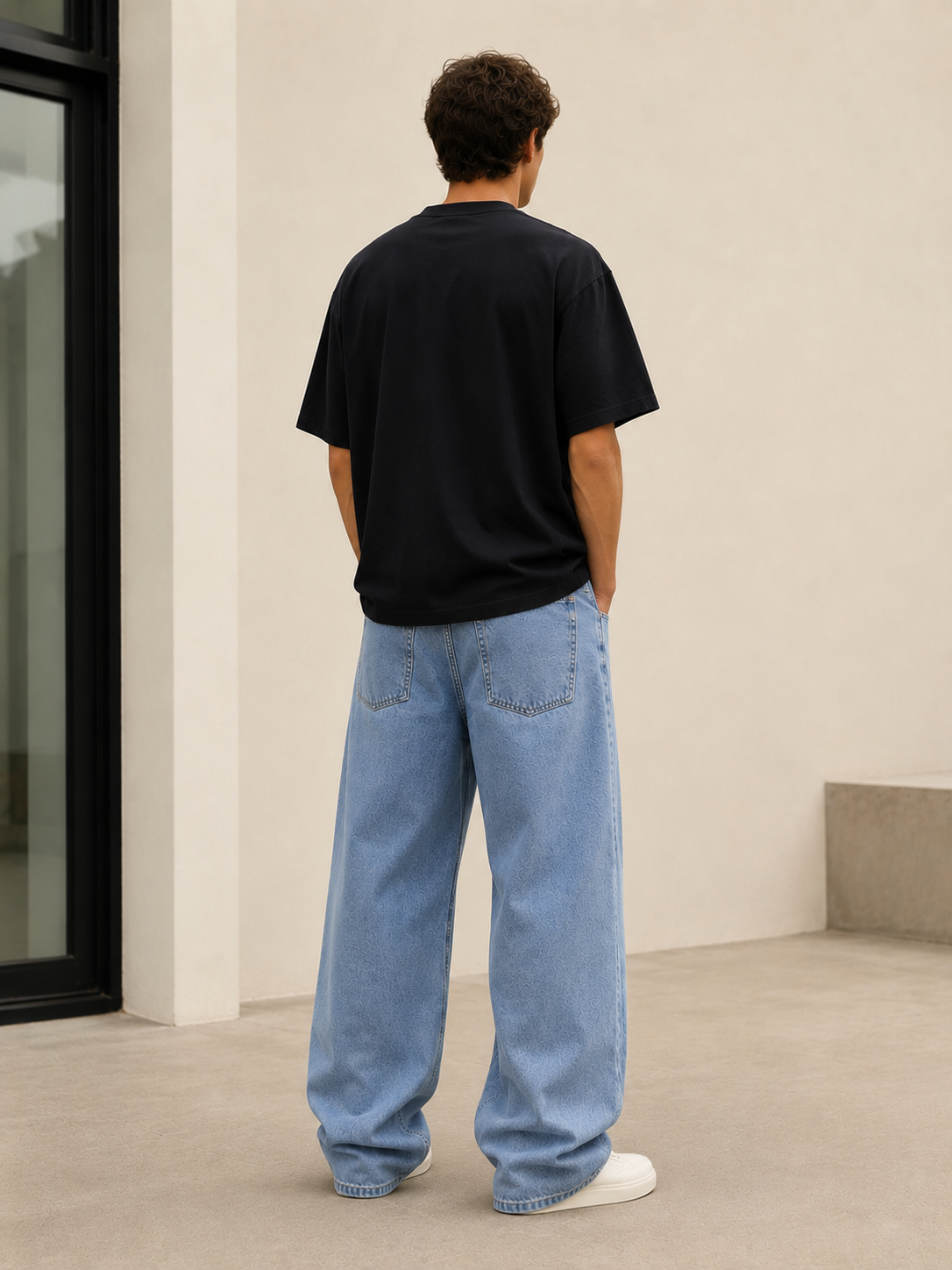 JF058 Jean baggy fit Bleu clair