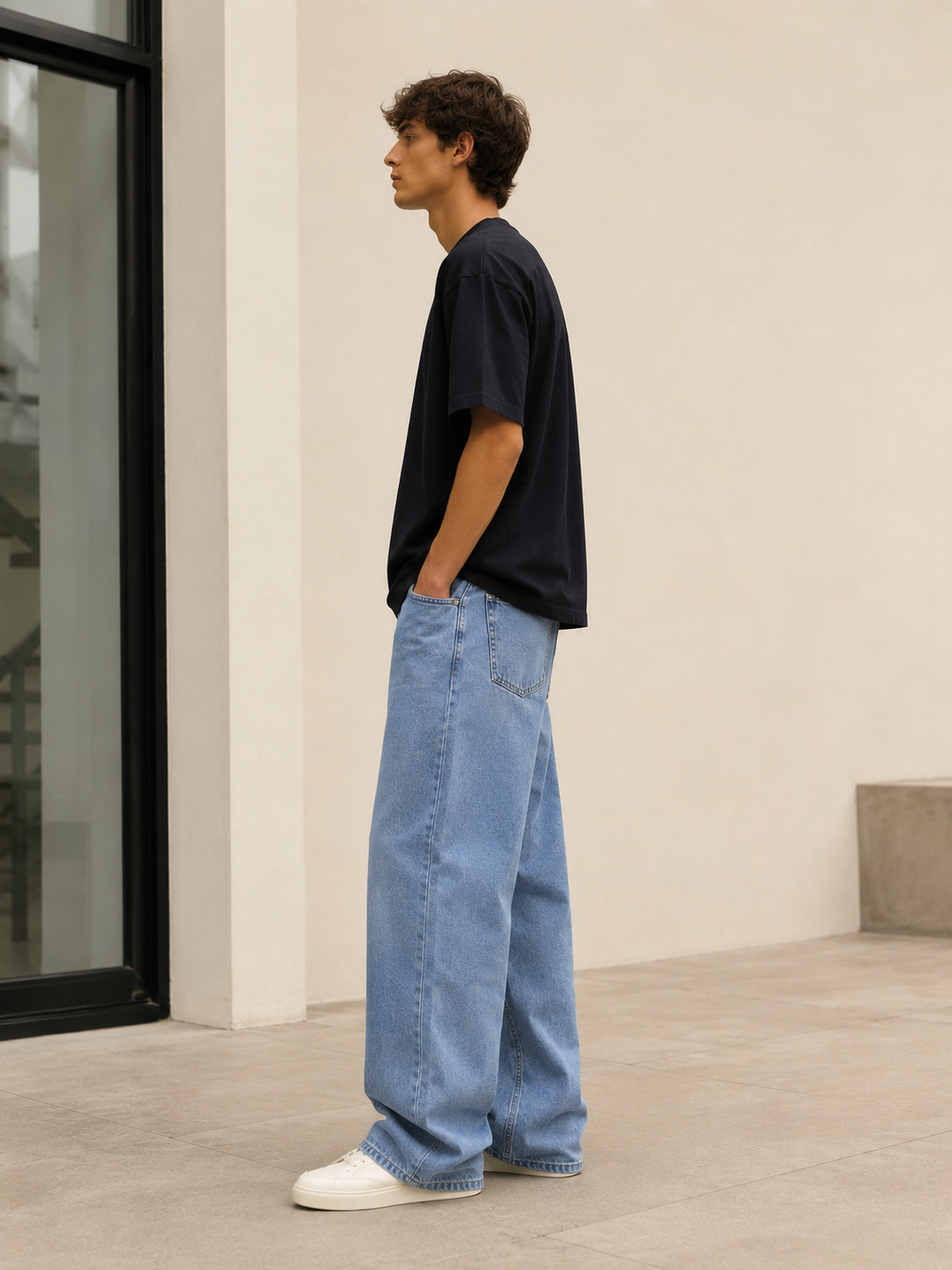 JF058 Jean baggy fit Bleu clair