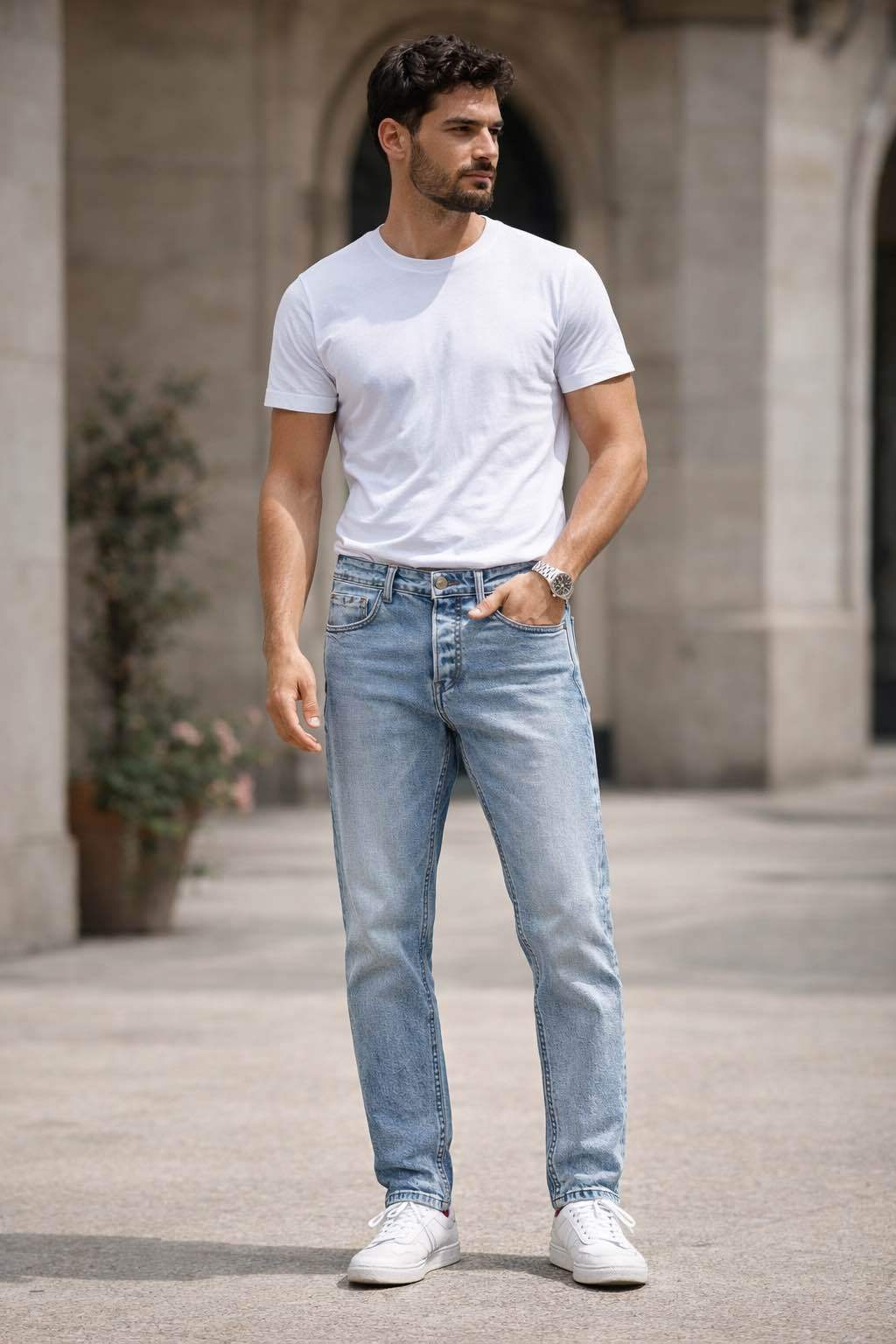 LIGHT WASH SLIM DENIM