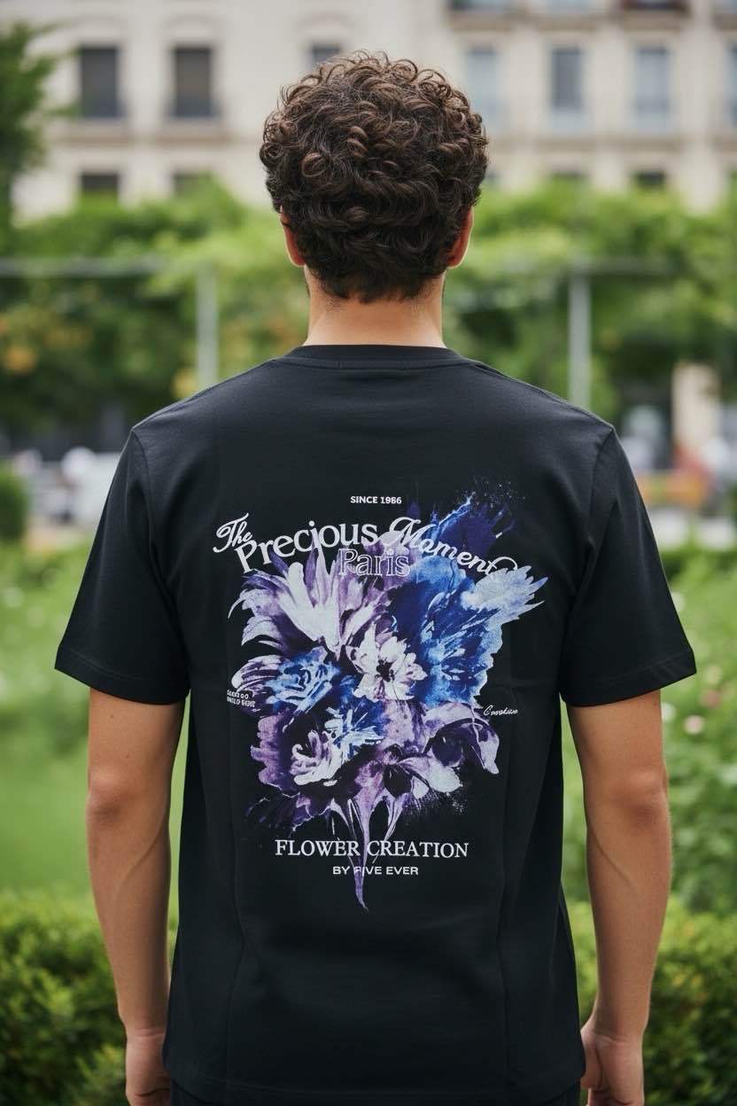 T-SHIRT FLOWER BLACK