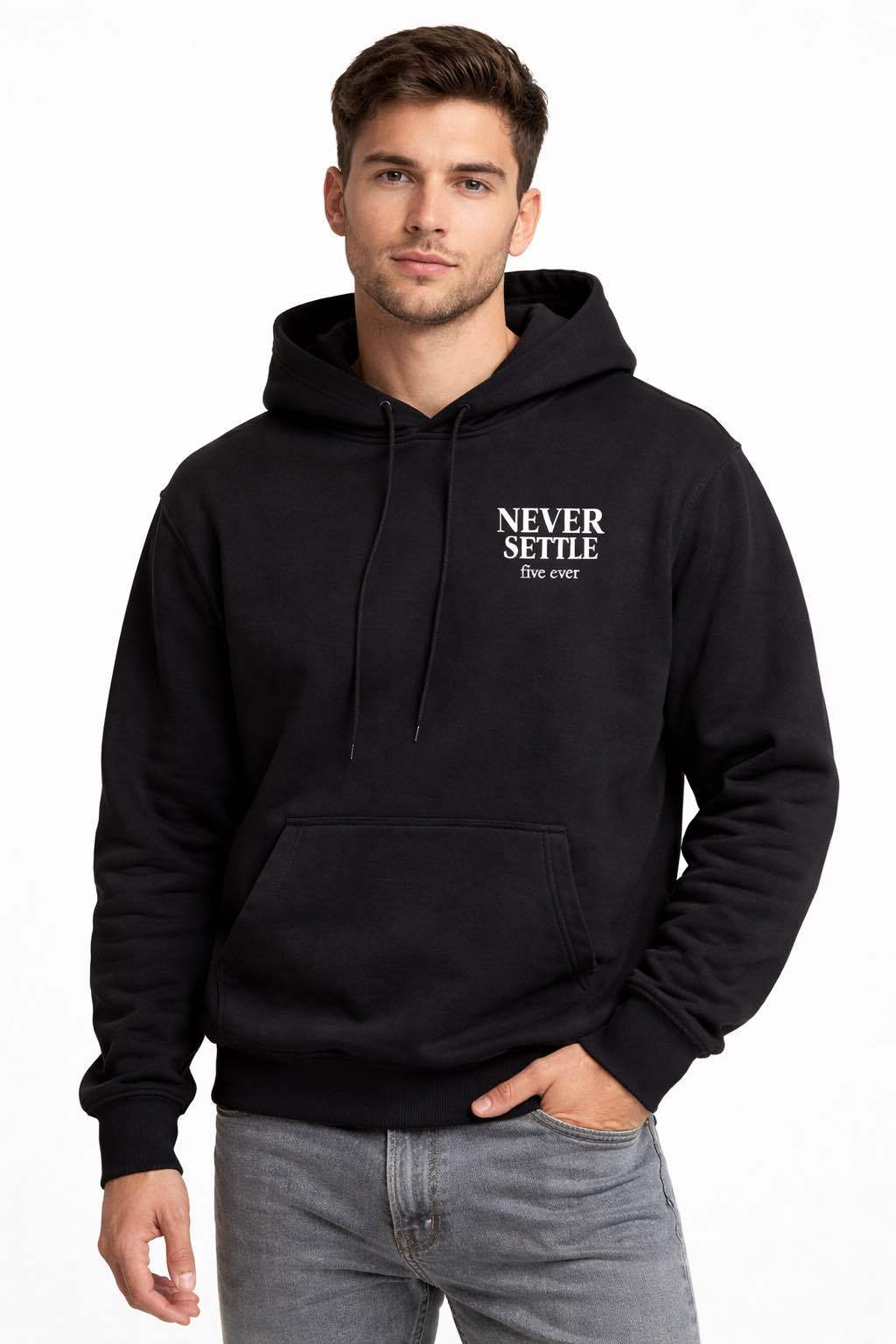 NEVER SETTLE HOODIE - BLACK