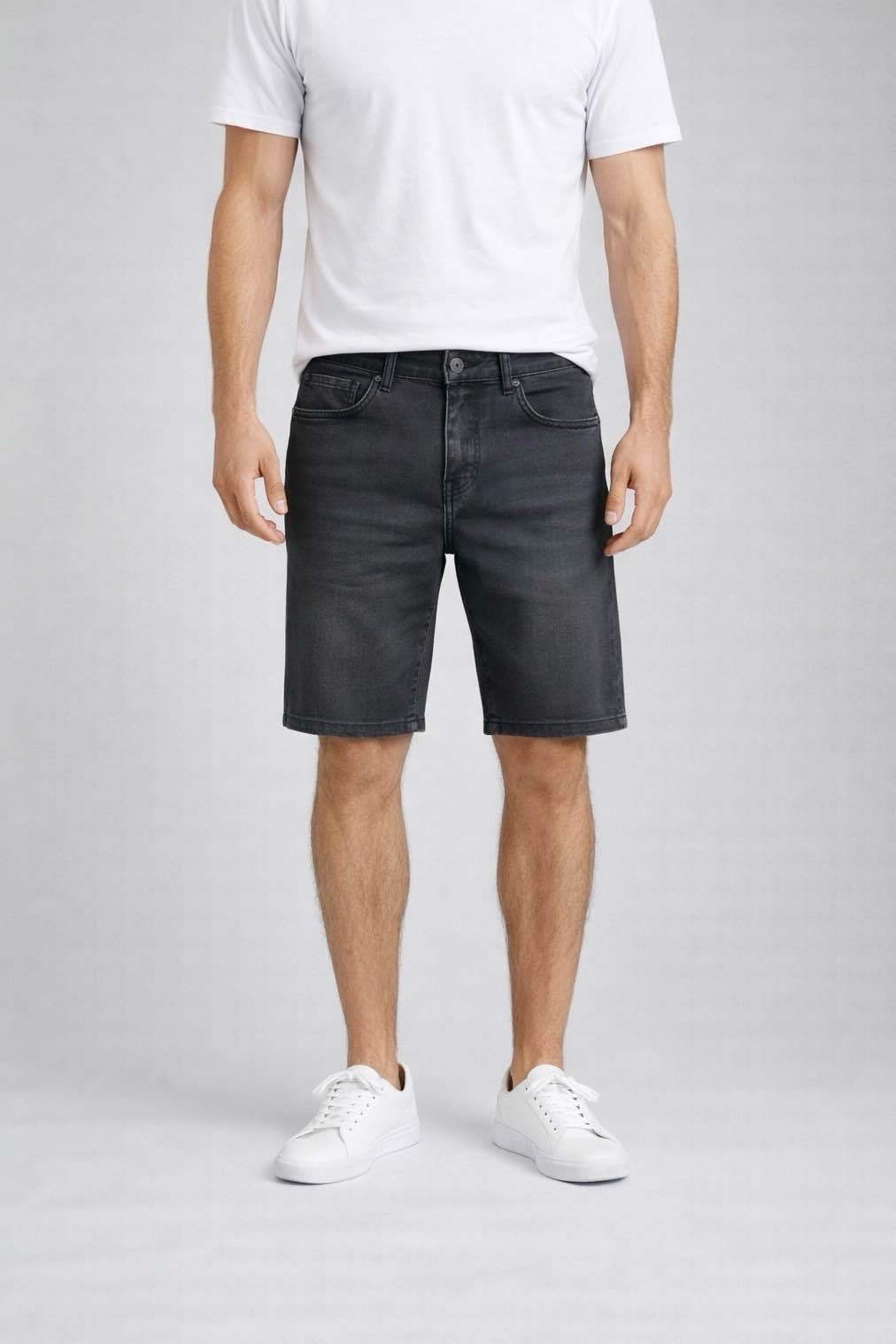SHORT JEAN STRETCH GRIS FONCE