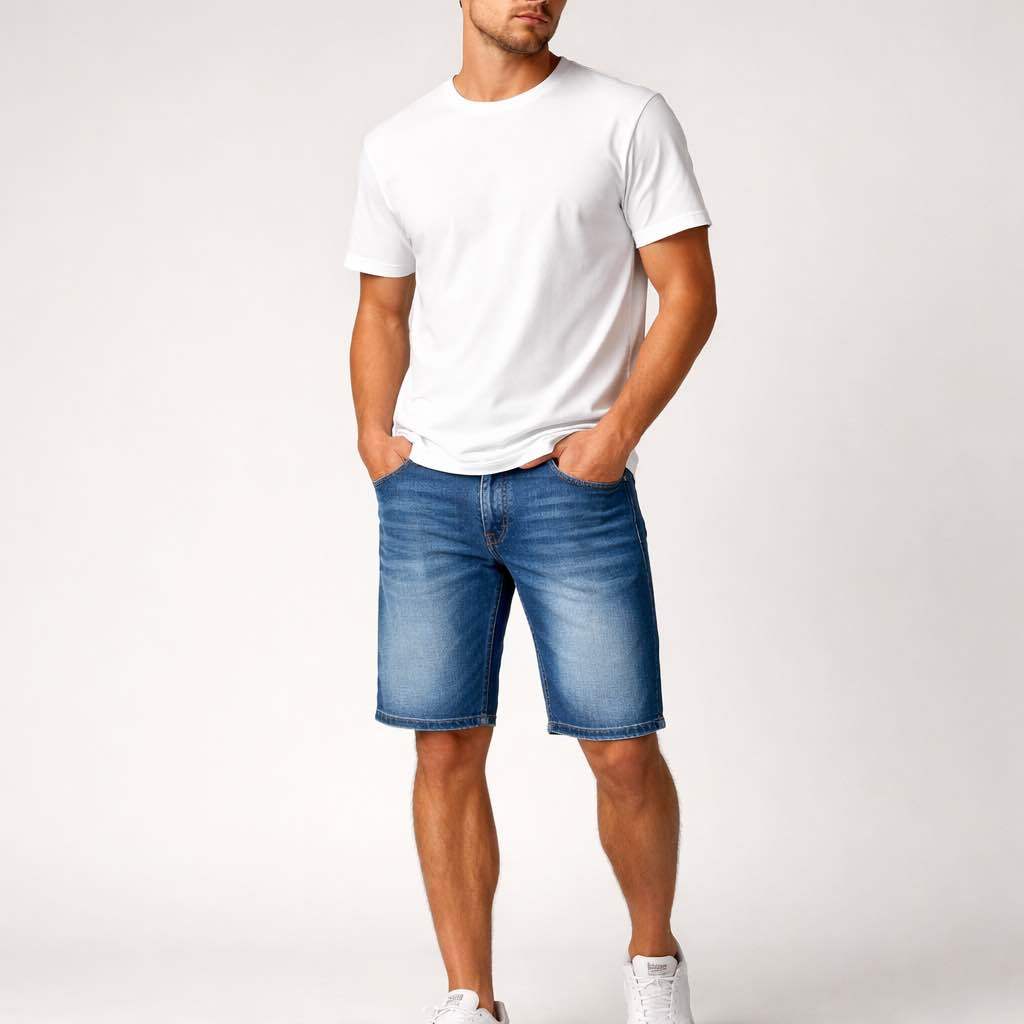 SHORT JEAN STRETCH – MID BLUE