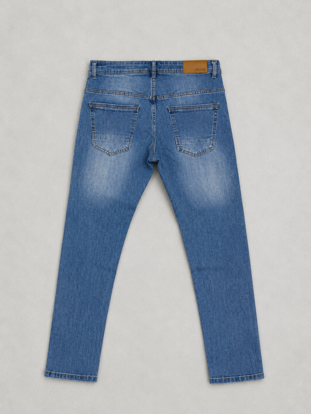 S5004 Jeans slim bleu légèrement déchiré