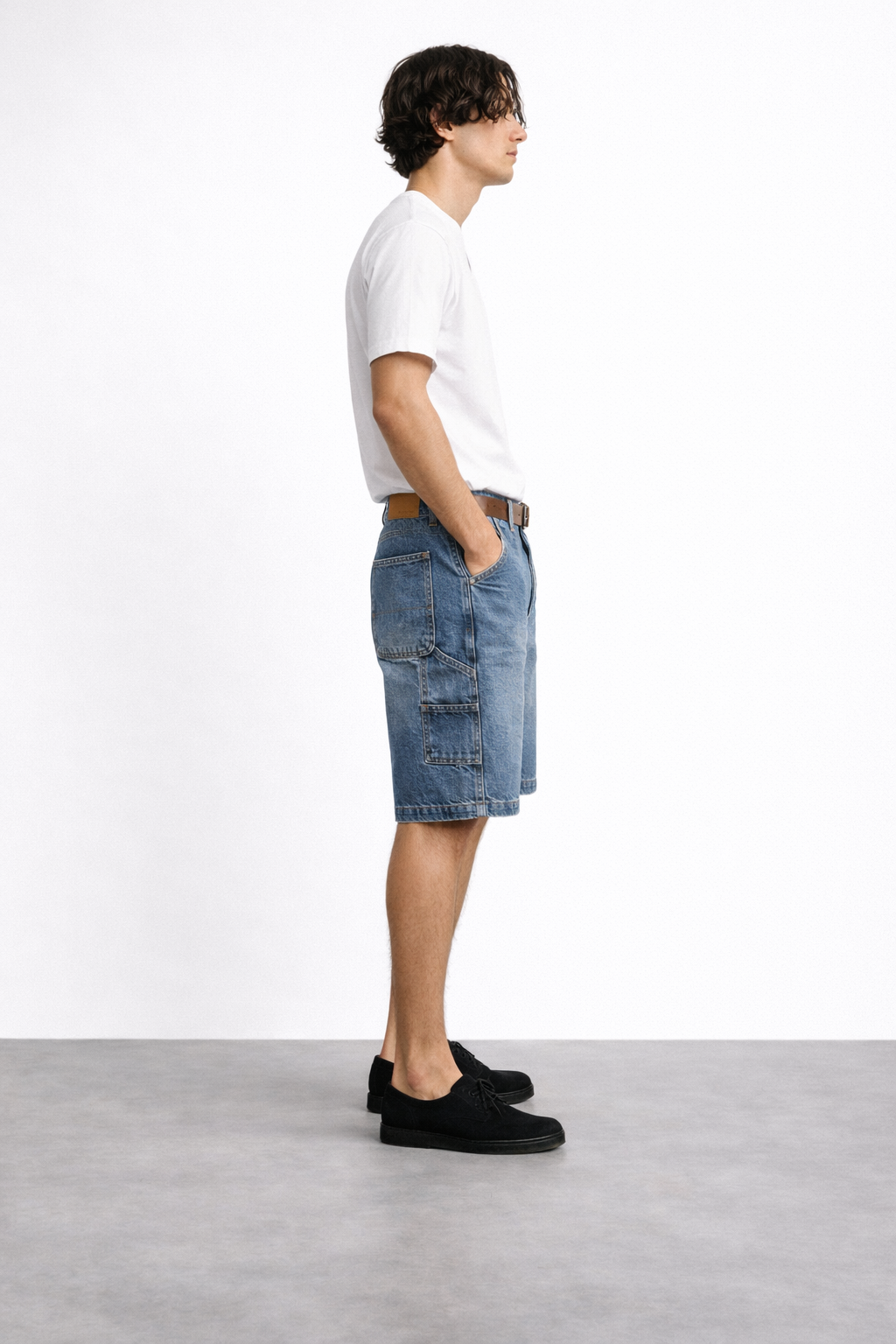 Short baggy denim carpenter délavé SH094C bleu