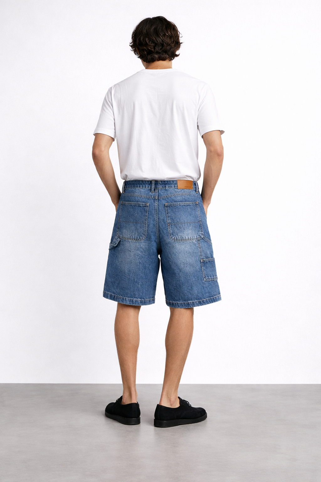 Short baggy denim carpenter délavé SH094C bleu