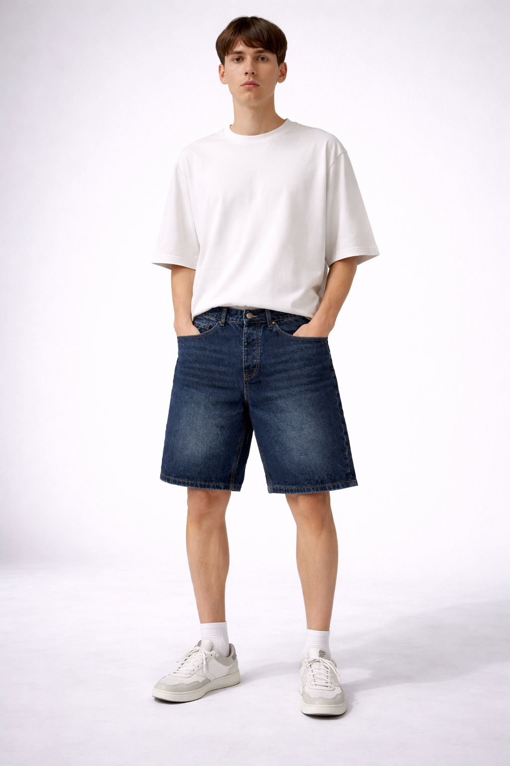 Short baggy denim SH098B Marine