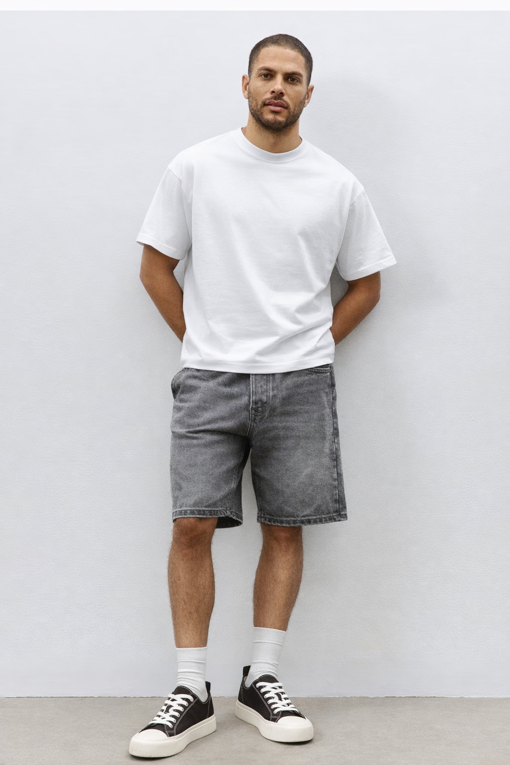 Short baggy denim SH099B Gris